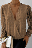 Polka Dot Print Deep V Neck Blouse
