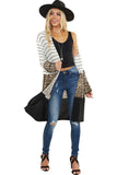 Plaid Colorblock Striped Cardigan