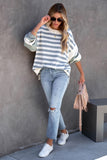 Stripe Drop Shoulder Striped Pullover Sweatshirt