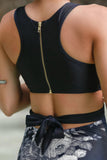 Printed Zipped Racerback Maillot