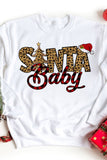 Santa Baby Leopard Plaid Print Pullover Sweatshirt