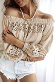 Crochet Hollow-out Off-shoulder Blouse