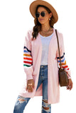 Striped Balloon Sleeve Cardigan