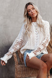 Crochet Lace Pointelle Knit Sweater