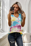 Yellow Tie Dye Ruffled V-Neck Tank