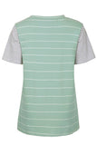Striped Short Sleeve Contrast Color T-Shirt with Pocket