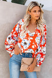 Boho Print Balloon Sleeve Blouse