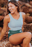 Printed Zipped Racerback Maillot