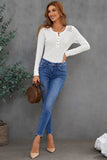 Lace Back Buttoned Henley Top