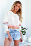 Ribbed Round Neck Striped Sweater