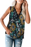 V Neck Lace Trim Floral Tank