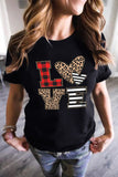 LOVE Heart Plaid Striped Leopard Print Graphic T Shirt