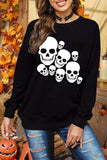 Ghosts Halloween Print Drop Shoulder Black Sweatshirt