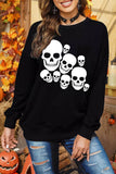 Ghosts Halloween Print Drop Shoulder Black Sweatshirt