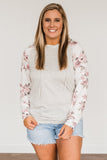 Plus Size Floral Raglan Sleeve Striped Hoodie