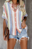 Happier With You Striped Button Top