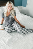 Letter Print Tee and Buffalo Pants Lounge Set