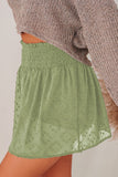 Smocked Waist Swiss Dot Casual Shorts