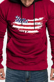 American Flag Print Color Block Men's Hoodie