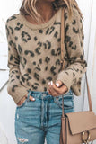 Ribbed Round Neck Leopard Sweater
