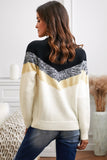 V Stripe Pattern Colorblock Sweater