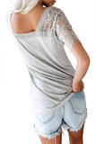 Sweet Side Lace Deep V Neck Top T-shirt