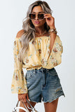 Yellow Bell Sleeves Floral Crop Top