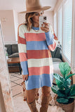 Rainbow Colorblock Long Sleeve Sweater Dress