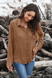 Long Sleeve Button Fuzzy Polka Dot Shirt