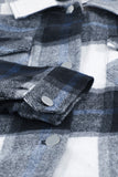 Plaid Print Buttoned Shirt Coat with Pocket