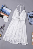 Lace Splicing Criss Cross Lace-up V Neck Cami Dress