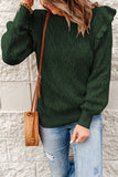 Frilled Shoulder Detail Cable Knit Sweater