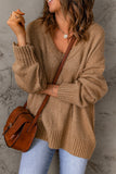 Khaki Ribbed Trim Oversize Sweater