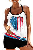 Tie-dyed Flag Print Crisscross Tankini