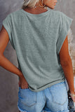 Women's Summer Loose Tank Top Pad Shoulder Solid Color Pullover Casual Crewneck Shirt