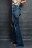 Dark Wash Mid Rise Flare Jeans