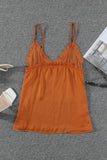V-Neck Ruffle Adjustable Spaghetti Strap Tank Top