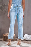 Medium Wash High Rise Straight Leg Jeans
