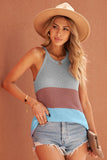 Multicolor Color Block Striped Knit Tank Top