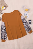 Leopard Sequin Patchwork Long Sleeve Top