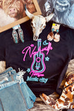 Music City Guitar Graphic Print Short Sleeve T Shirt