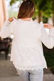 White Broderie Angalise Ruffle Trim Babydoll Blouse
