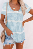 Buttoned Tie-dye Short Sleeve Top