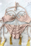 Rhinestone Tassel Bandage Bikini Set