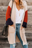 Cotton-blend Pocketed Colorblock Cardigan