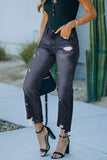Medium Wash High Rise Straight Leg Jeans