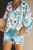 Boho Print Balloon Sleeve Blouse