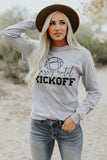KICKOFF Rugby Letter Print Long Sleeve Top