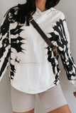 White Tie Dye Hooded Sweatshirt with Kangaroo Pocket