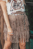 Western Tiered Tassel High Waist Mini Skirt